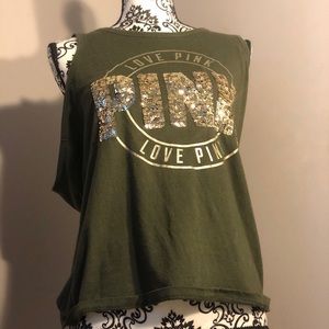Olive green sequined Top